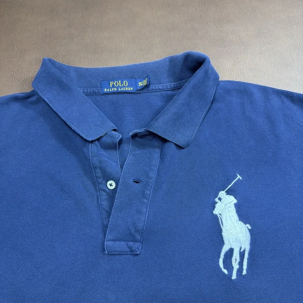 Polo Ralph Lauren BIG PONY Polo Shirt Men 4XLT Big & Tall Navy Blue Cotton Piqué